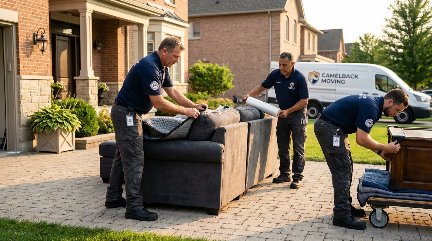 Large estate moving crew wrapping furniture in Lincoln Park, MI